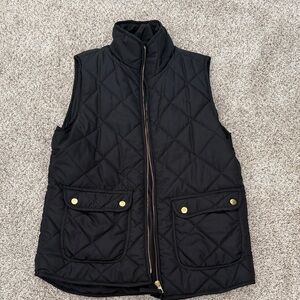 Quinn Black Quilted Vest with Gold Accents